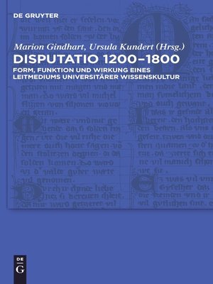 cover image of Disputatio 1200–1800